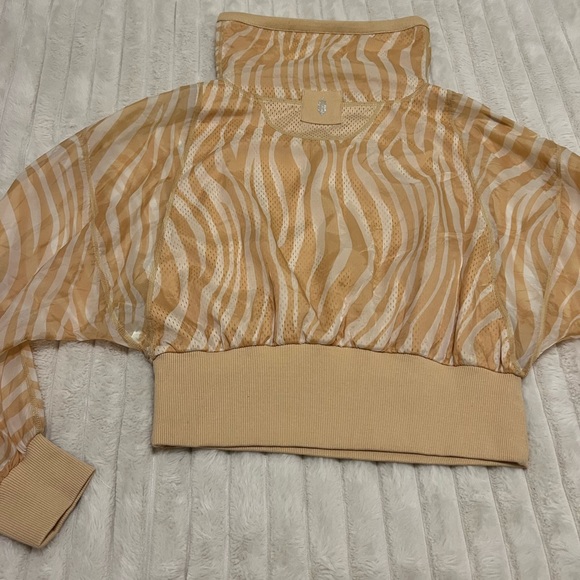 Free People Movement Tan Zebra Print half zip windbreaker - Picture 8 of 9